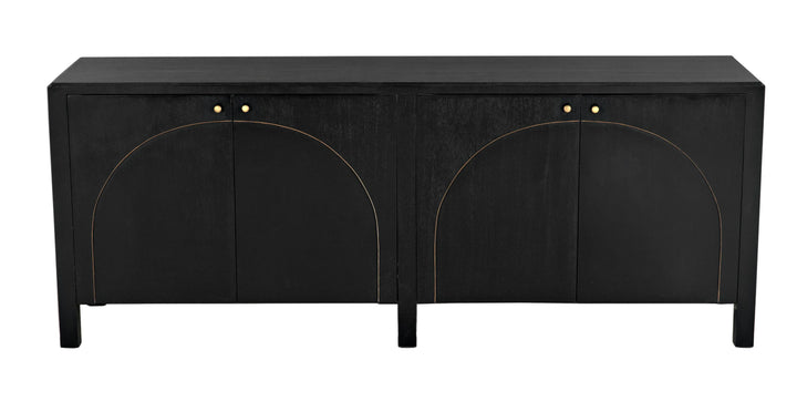 American Home Furniture | Noir - Weston Sideboard, Hand Rubbed Black with Light Brown Trim