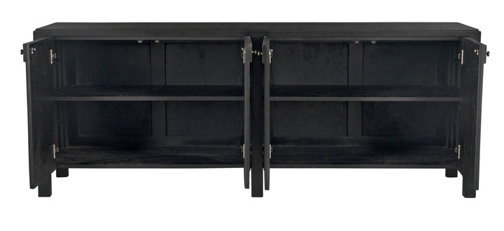 American Home Furniture | Noir - Weston Sideboard, Hand Rubbed Black with Light Brown Trim