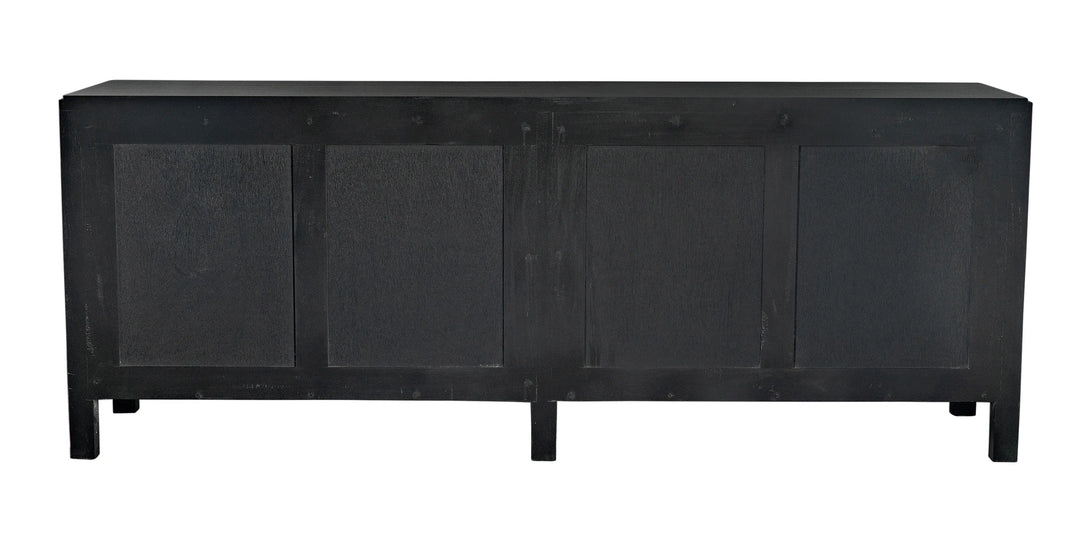 American Home Furniture | Noir - Weston Sideboard, Hand Rubbed Black with Light Brown Trim