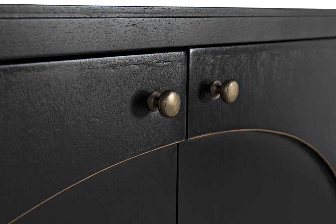 American Home Furniture | Noir - Weston Sideboard, Hand Rubbed Black with Light Brown Trim