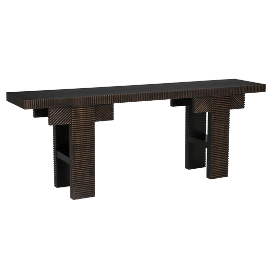 Noir Nabu Console, Hand Rubbed Black with Light Brown Trim CONSOLE TABLES