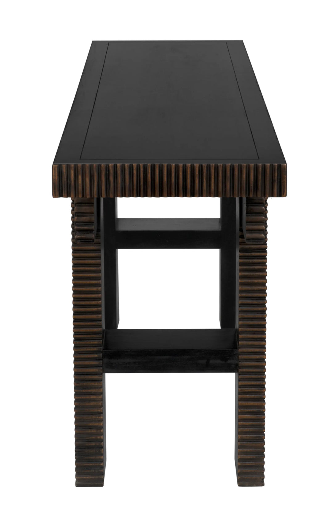 American Home Furniture | Noir - Nabu Console, Hand Rubbed Black with Light Brown Trim