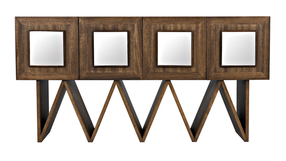 American Home Furniture | Noir - Jean-Michel Sideboard, Dark Walnut with Mirror