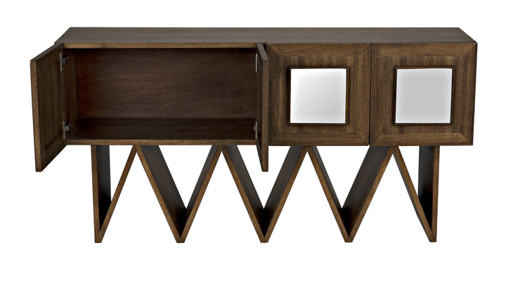 American Home Furniture | Noir - Jean-Michel Sideboard, Dark Walnut with Mirror