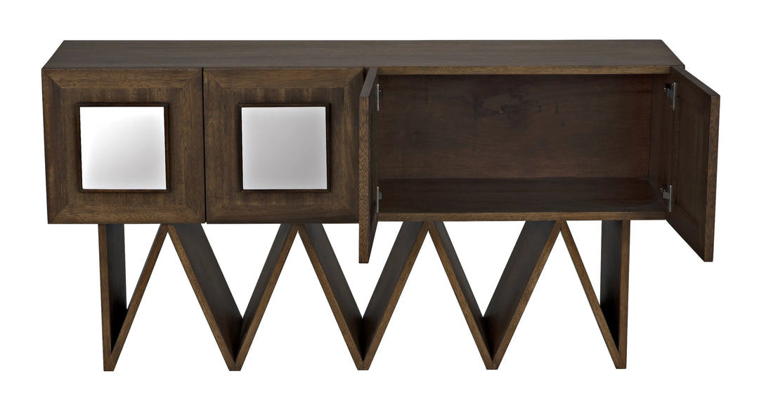 American Home Furniture | Noir - Jean-Michel Sideboard, Dark Walnut with Mirror