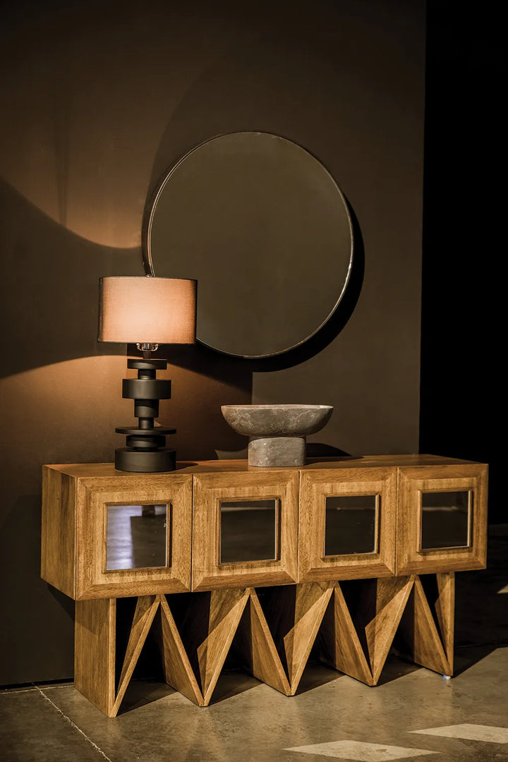 American Home Furniture | Noir - Jean-Michel Sideboard, Dark Walnut with Mirror