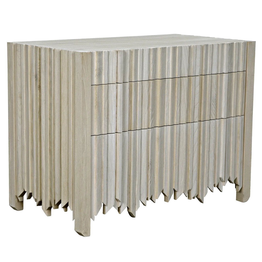 American Home Furniture | Noir - Desdemona 3 Drawer Chest, Bleached Elm