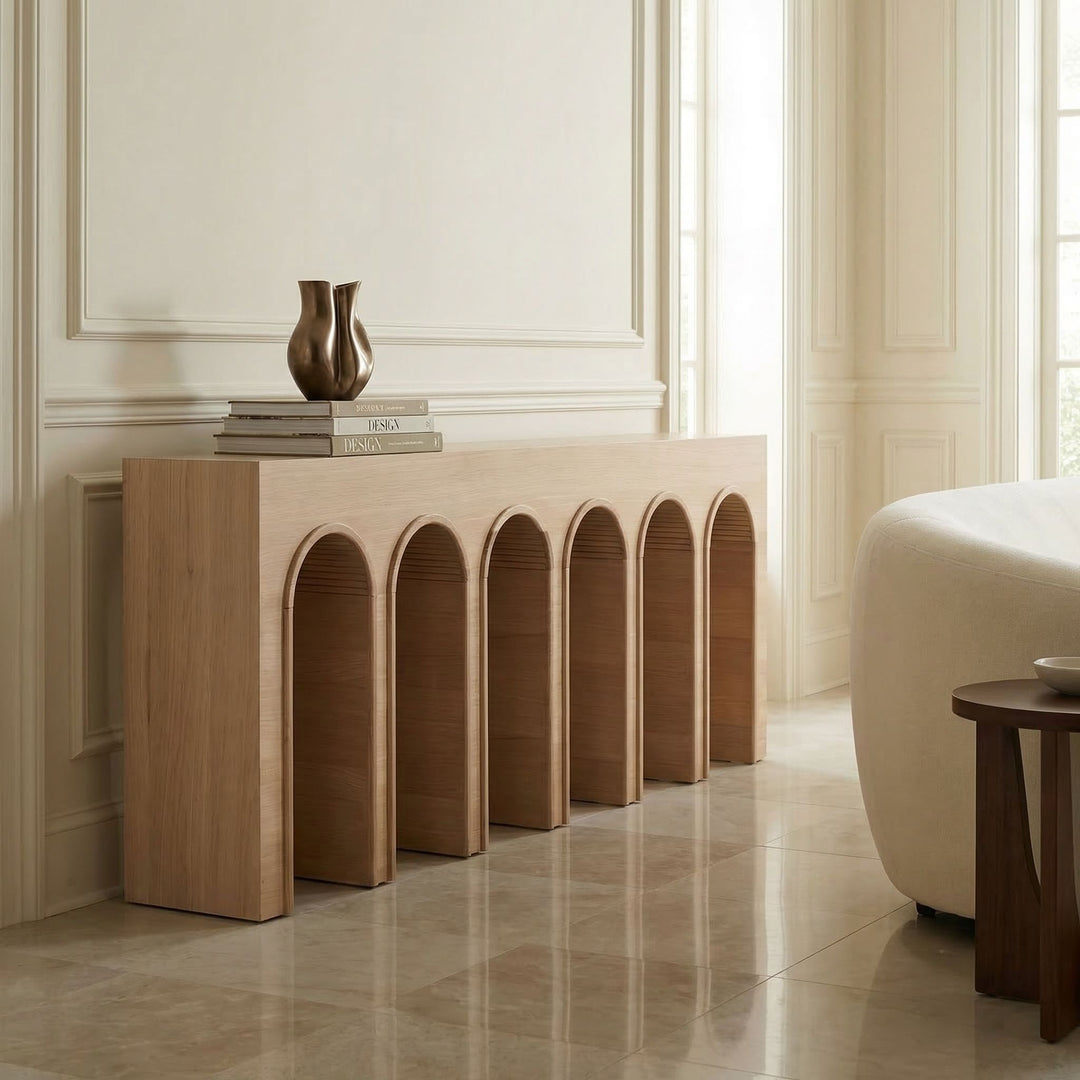 Noir - Enzo Console, Extra Large, White Oak - GCON427WO-XL