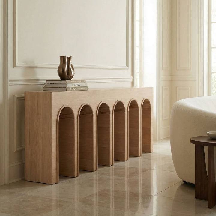 Noir - Enzo Console, Extra Large, White Oak - GCON427WO-XL