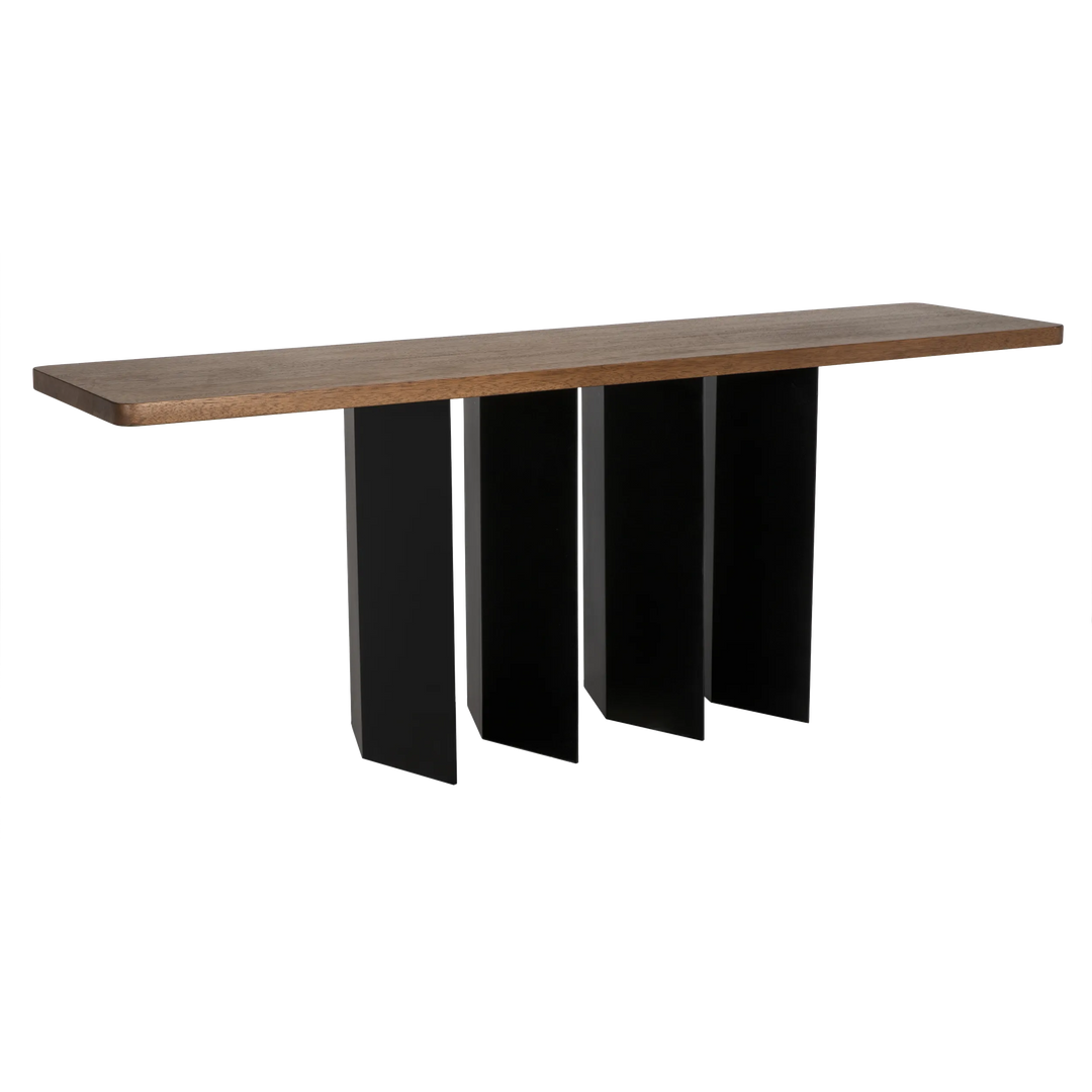 American Home Furniture | Noir - Delta Console with Metal Base