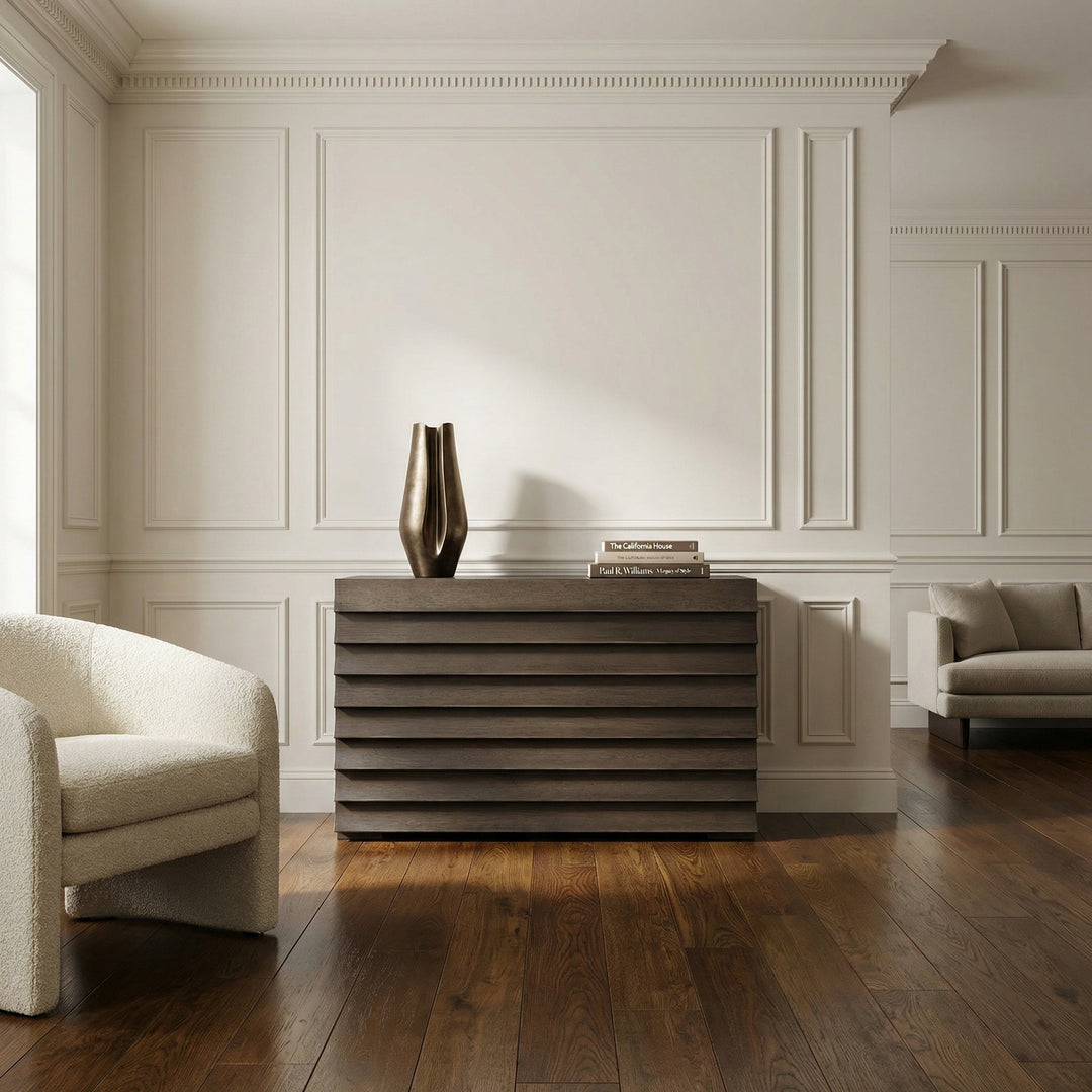 Noir Frederico Console - Greige Walnut