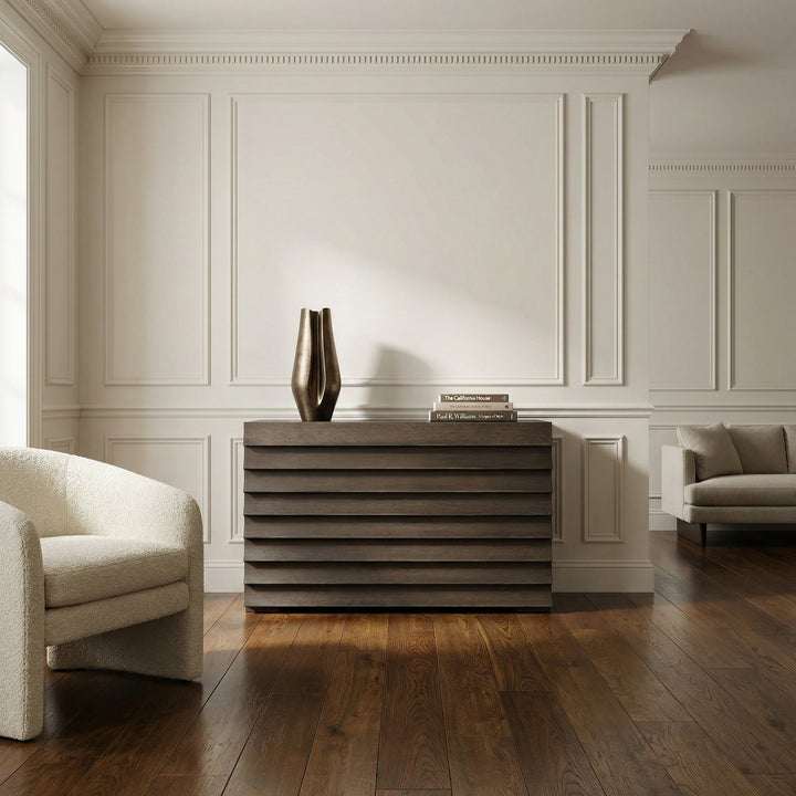 Noir Frederico Console - Greige Walnut