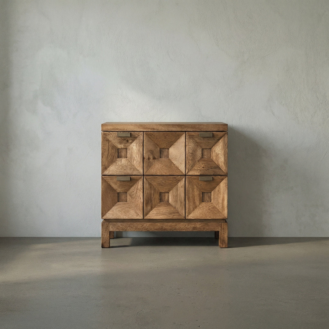 Noir Musashi 2 Drawer, Small - Dark Walnut