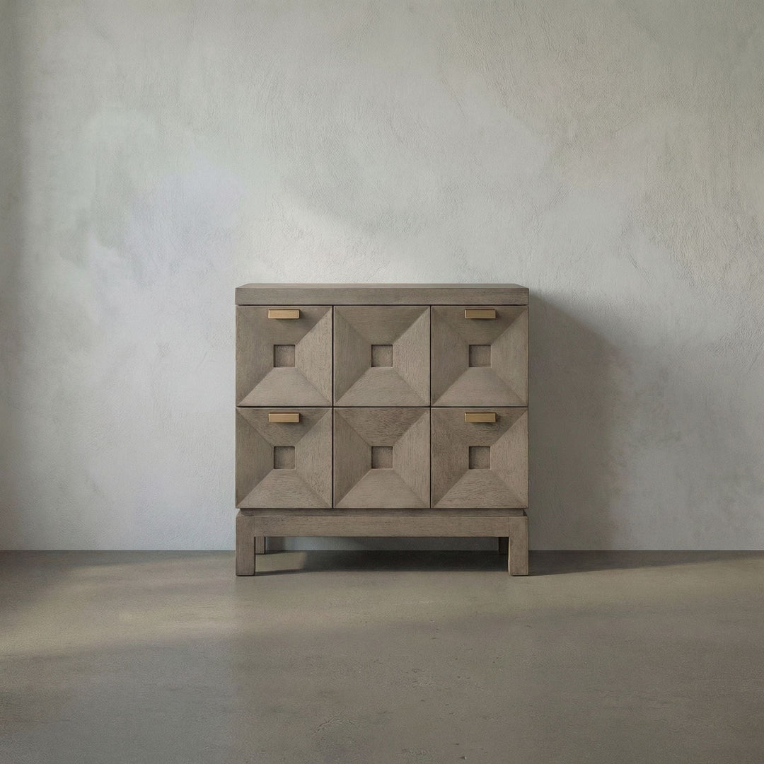 Noir Musashi 2 Drawer, Small - Greige Walnut