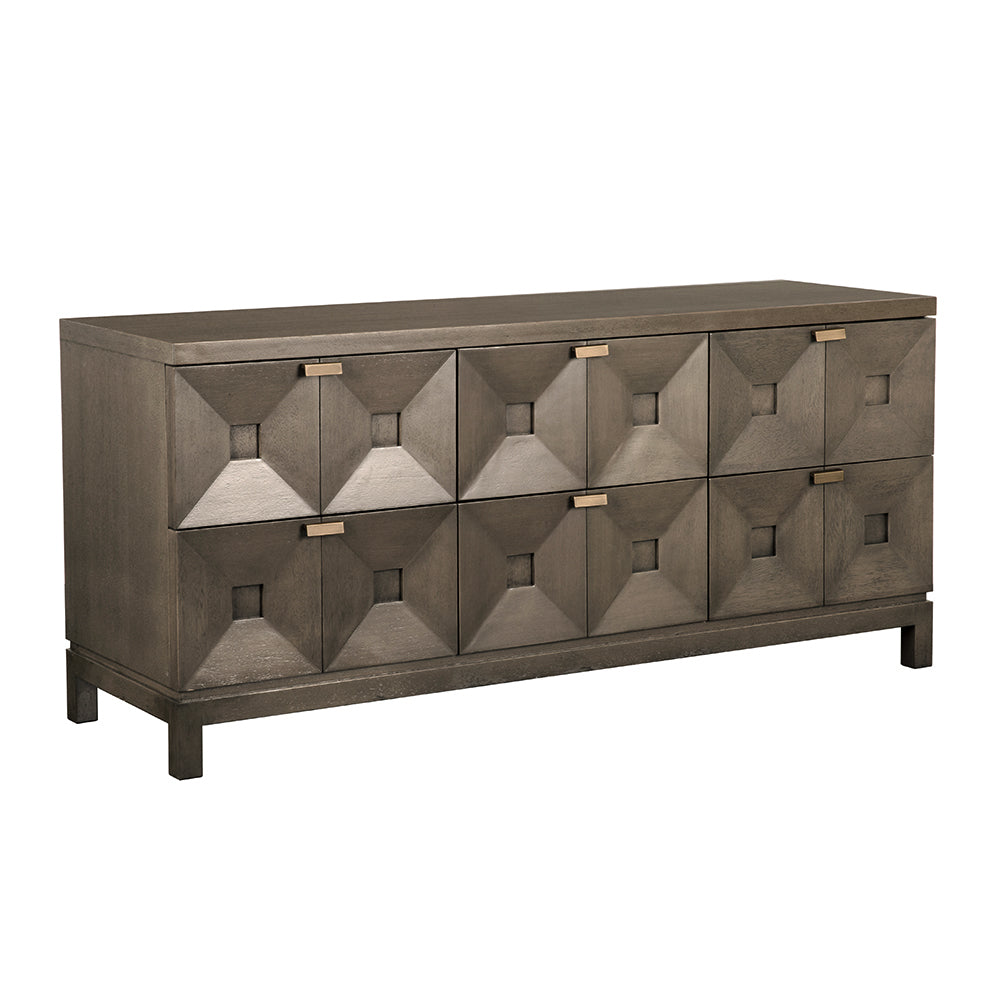 Noir Musashi 6 Drawer - Greige Walnut