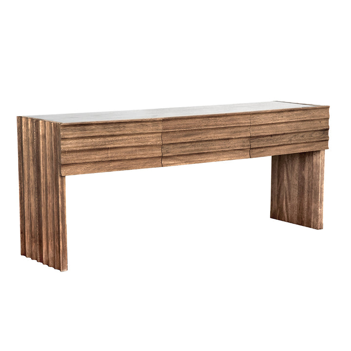 Noir - Wolf Console with White Marble Top, Dark Walnut - GCON460DW