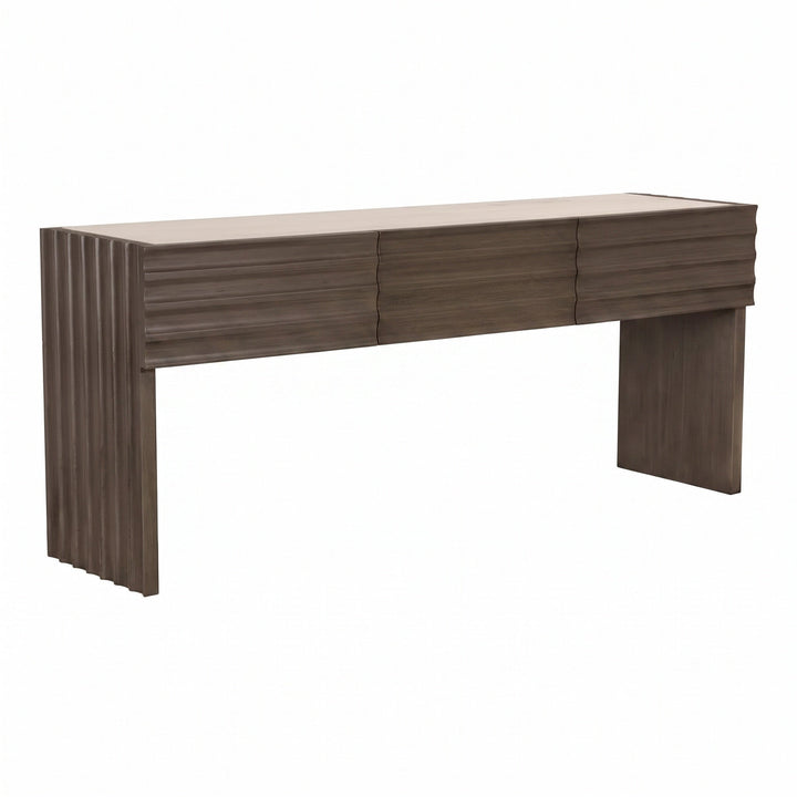 Noir Wolf Console with White Marble Top - Greige Walnut