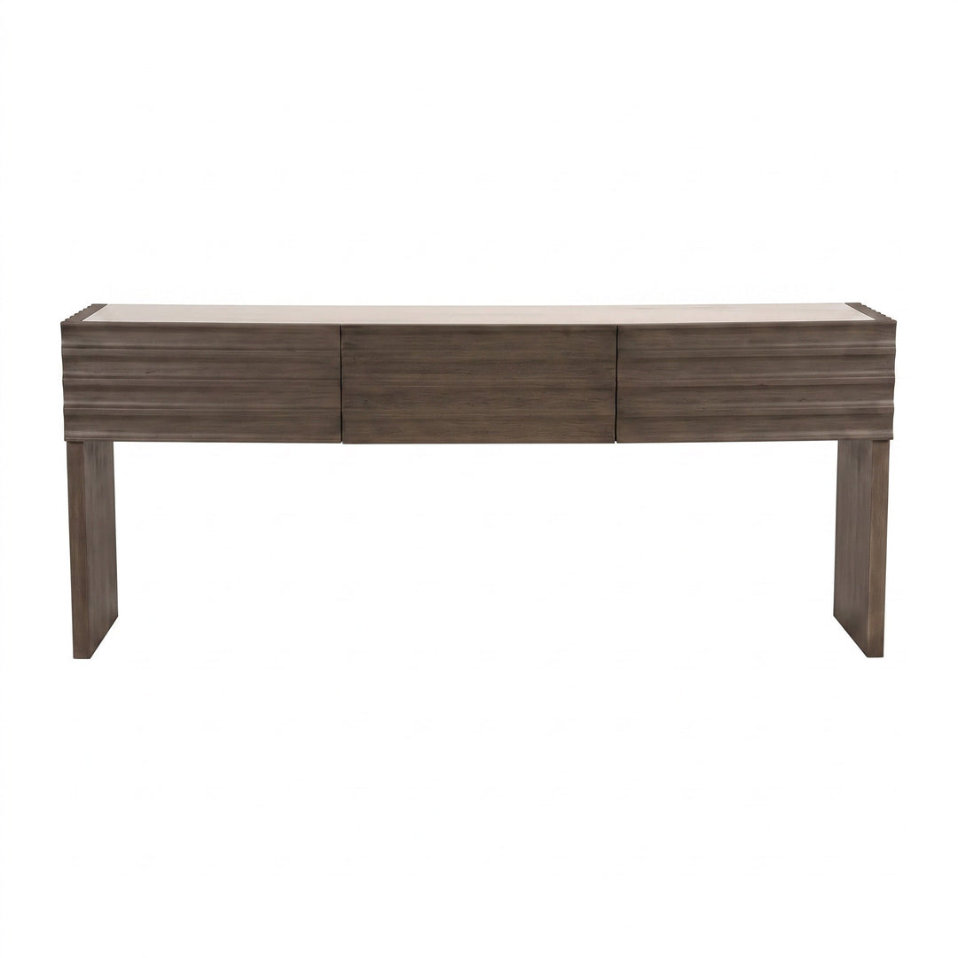 Noir Wolf Console with White Marble Top - Greige Walnut