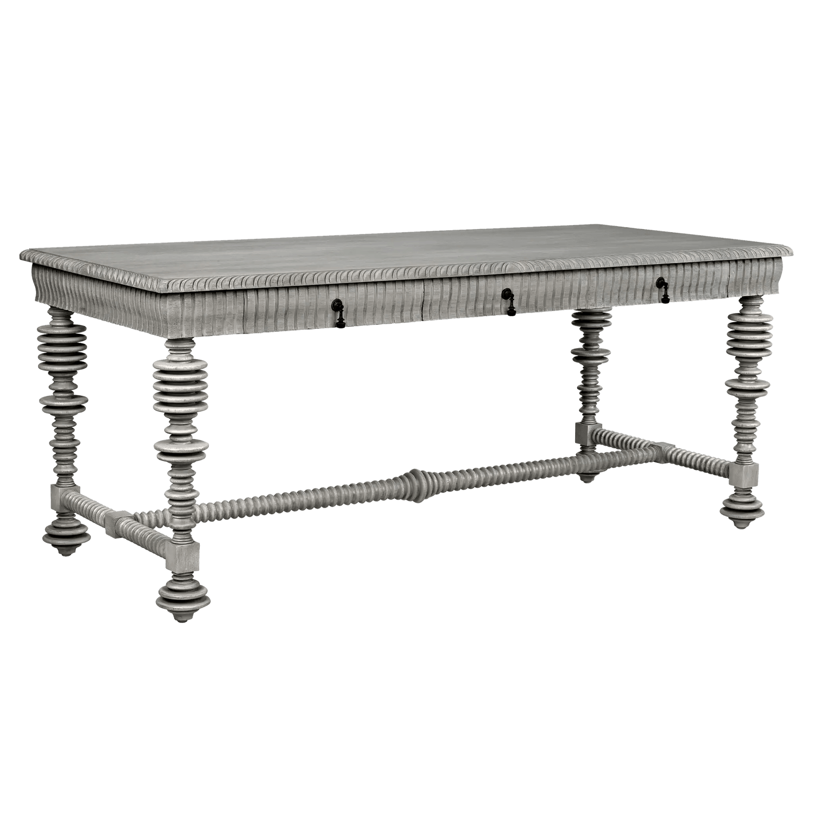Noir Portuguese Desk, Distressed Grey DESKS