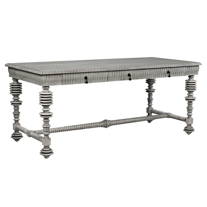 American Home Furniture | Noir - Portuguese Desk, Distressed Grey