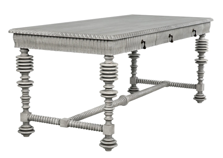 American Home Furniture | Noir - Portuguese Desk, Distressed Grey