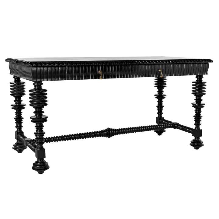 American Home Furniture | Noir - Portuguese Desk, Small, Hand Rubbed Black