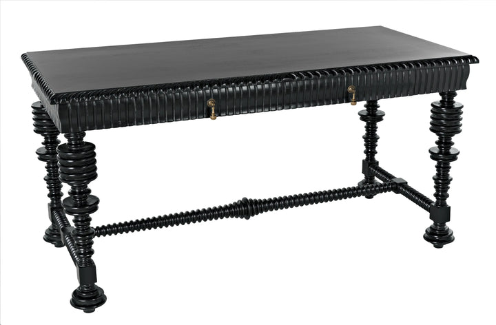 American Home Furniture | Noir - Portuguese Desk, Small, Hand Rubbed Black