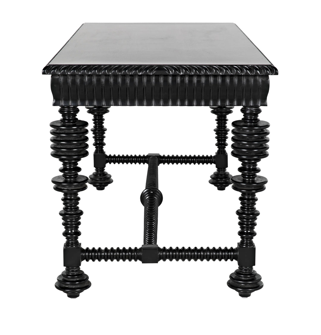 American Home Furniture | Noir - Portuguese Desk, Small, Hand Rubbed Black