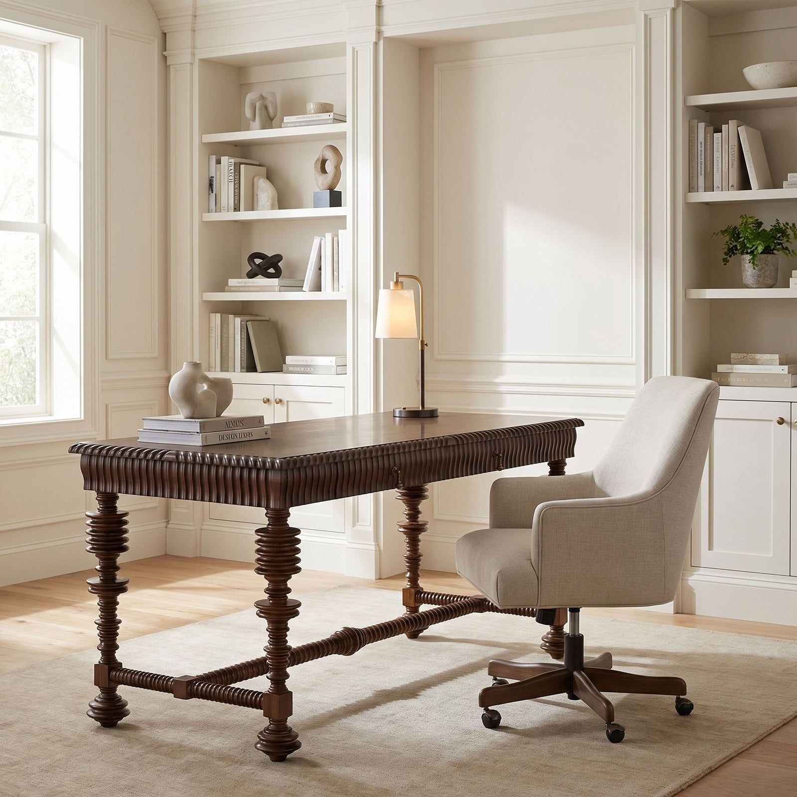 Noir - Portuguese Desk, Small, Hand Rubbed Brown - GDES115HBR-S