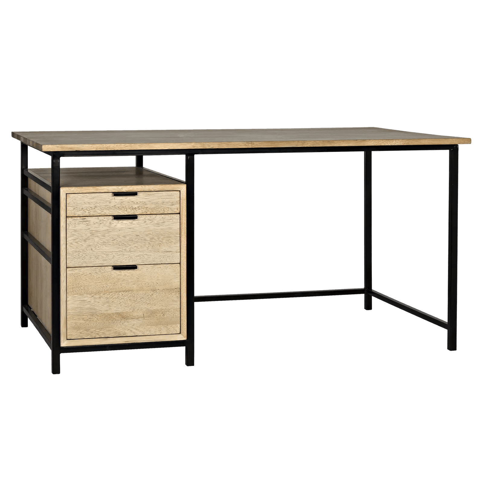 Noir Nabucco Desk, Bleached Walnut and Steel DESKS
