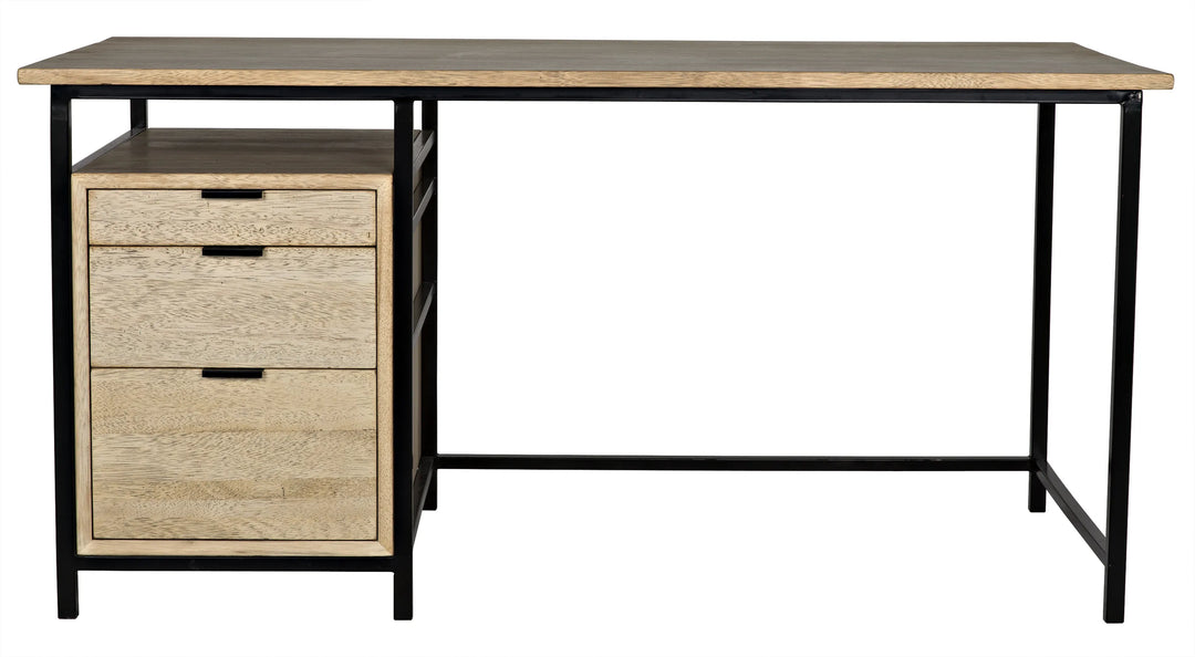 American Home Furniture | Noir - Nabucco Desk, Bleached Walnut and Steel