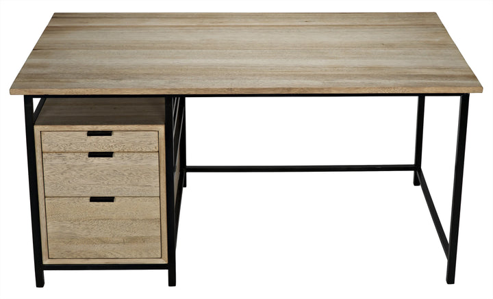 American Home Furniture | Noir - Nabucco Desk, Bleached Walnut and Steel