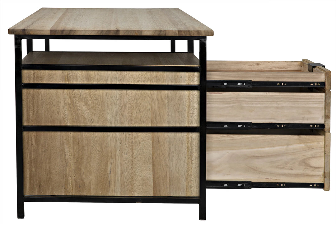 American Home Furniture | Noir - Nabucco Desk, Bleached Walnut and Steel