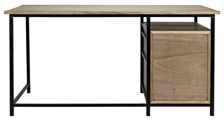 American Home Furniture | Noir - Nabucco Desk, Bleached Walnut and Steel