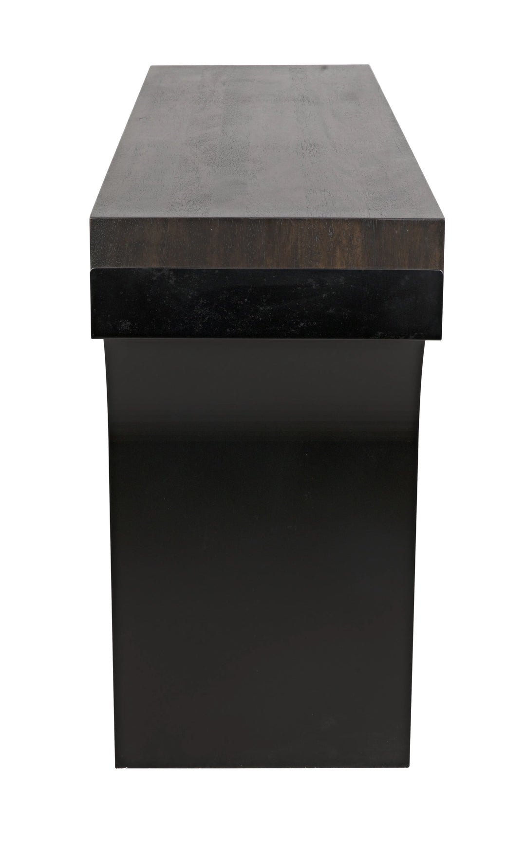 American Home Furniture | Noir - Truss Desk, Ebony Walnut with Steel Legs