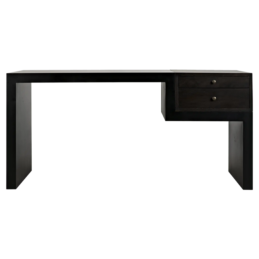 American Home Furniture | Noir - Alvaro Desk, Black Steel with Ebony Walnut