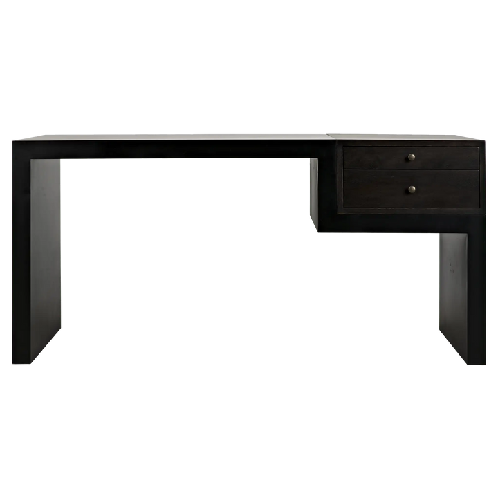 American Home Furniture | Noir - Alvaro Desk, Black Steel with Ebony Walnut