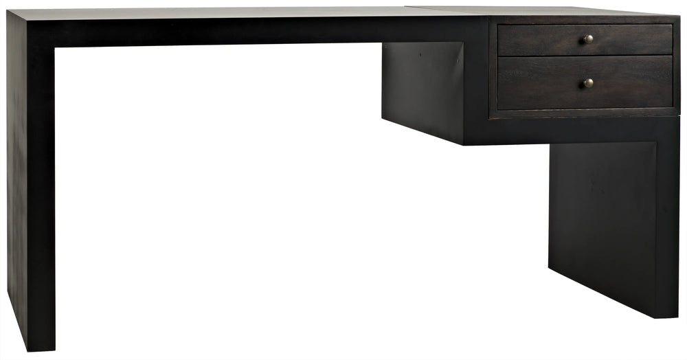 American Home Furniture | Noir - Alvaro Desk, Black Steel with Ebony Walnut