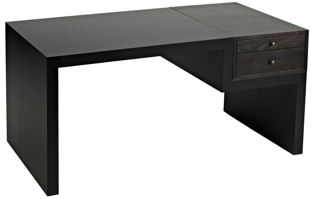 American Home Furniture | Noir - Alvaro Desk, Black Steel with Ebony Walnut