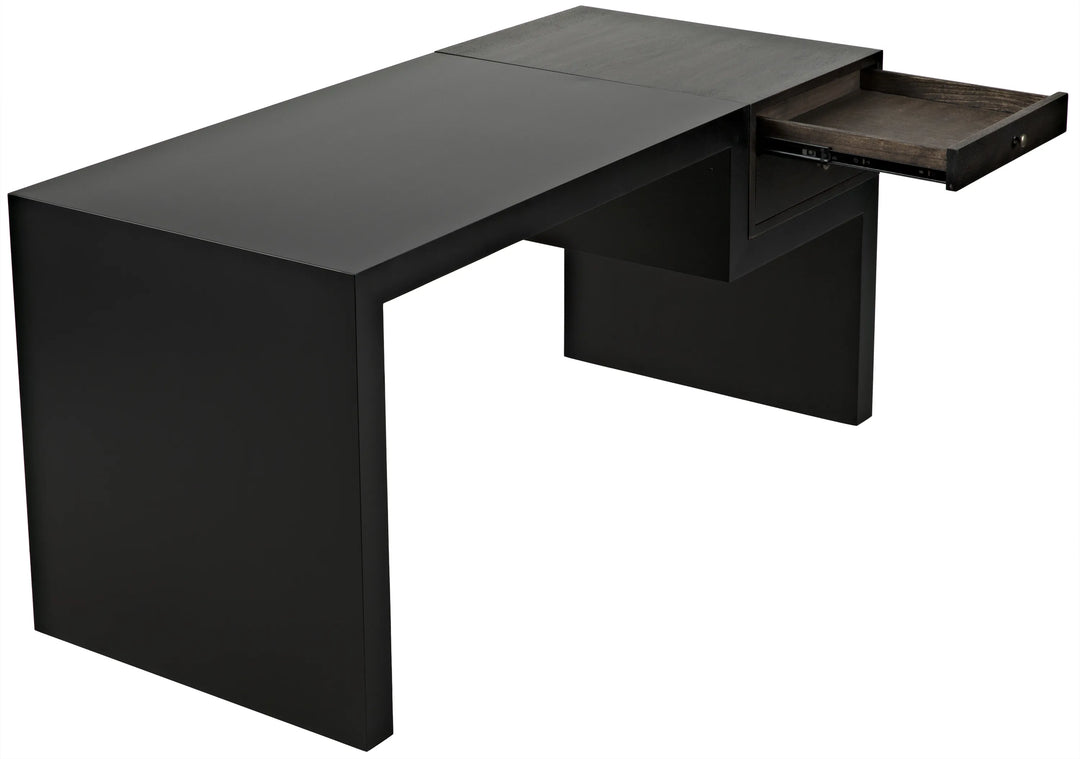 American Home Furniture | Noir - Alvaro Desk, Black Steel with Ebony Walnut