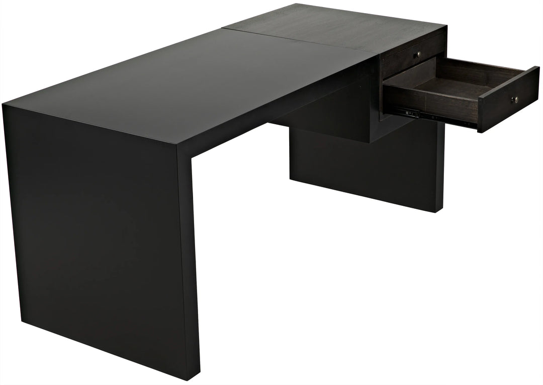 American Home Furniture | Noir - Alvaro Desk, Black Steel with Ebony Walnut