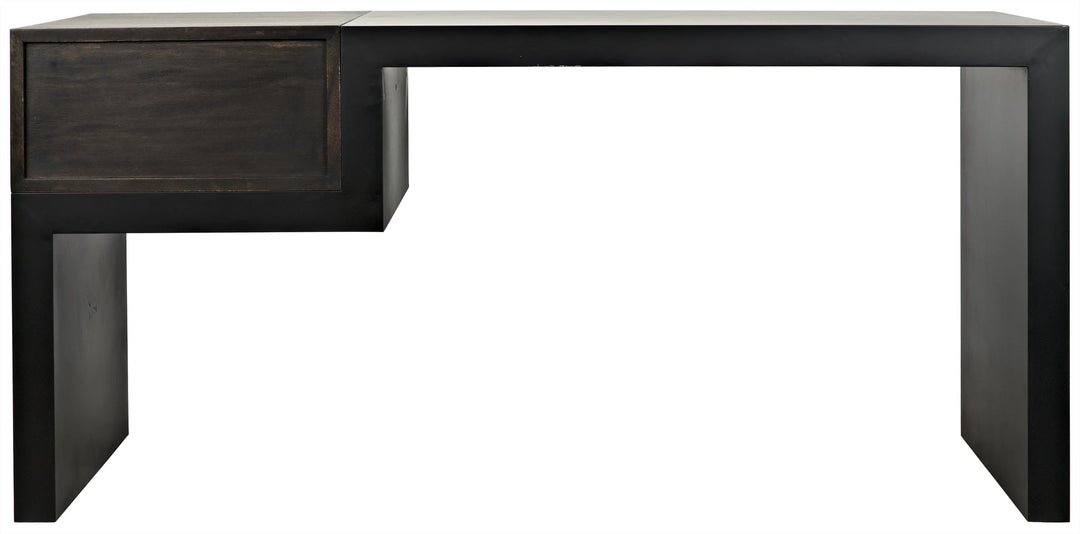 American Home Furniture | Noir - Alvaro Desk, Black Steel with Ebony Walnut