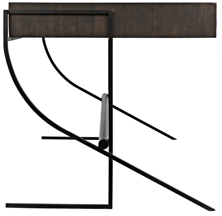 American Home Furniture | Noir - Frank Desk, Ebony Walnut with Steel