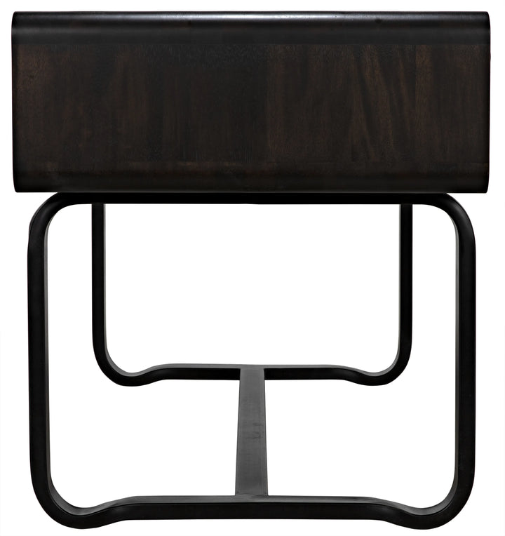 American Home Furniture | Noir - Voltes Desk, Ebony Walnut with Black Steel