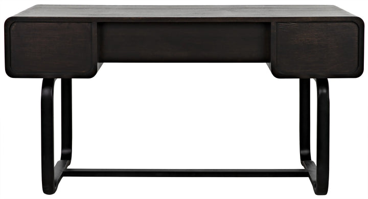 American Home Furniture | Noir - Voltes Desk, Ebony Walnut with Black Steel