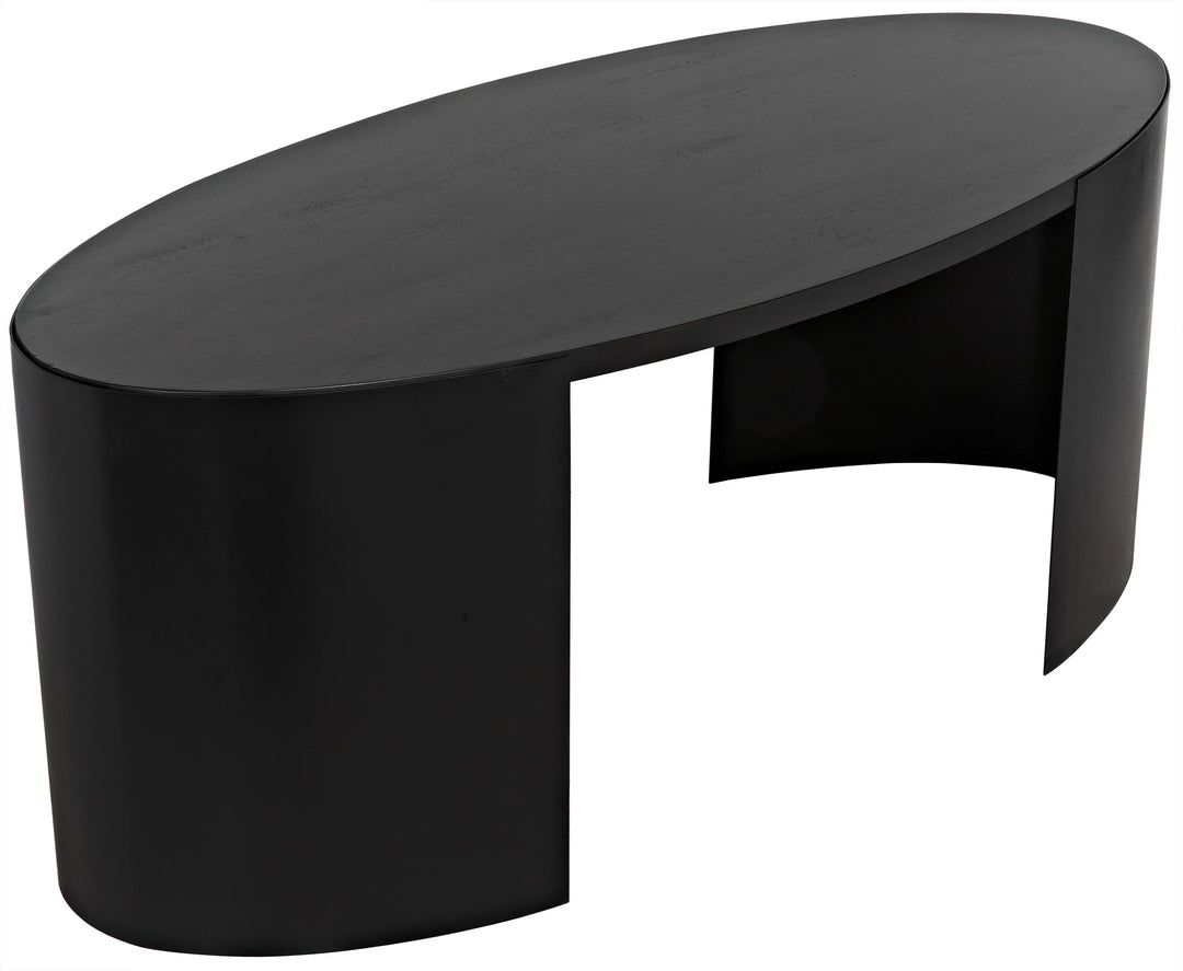 American Home Furniture | Noir - Marigold Desk, Ebony Walnut with Black Steel