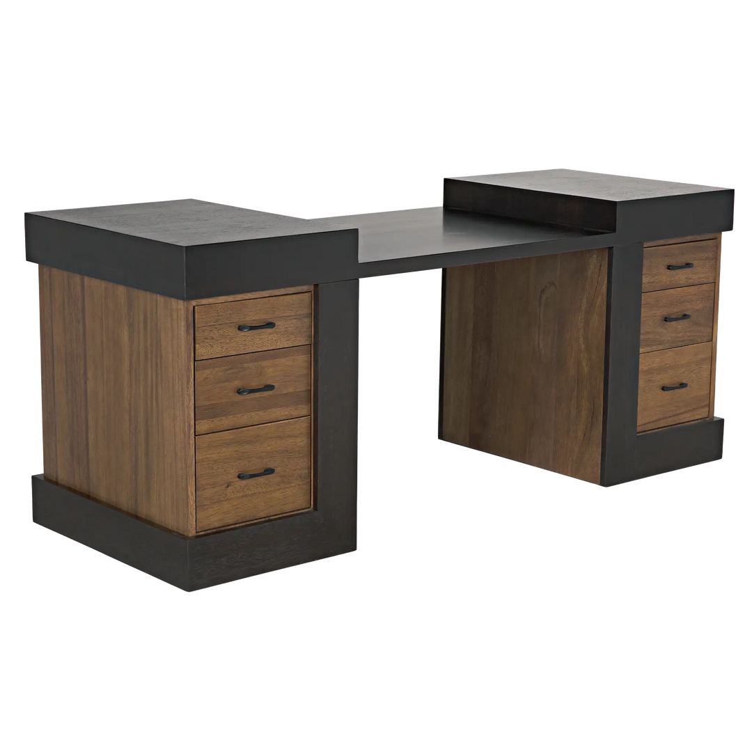 American Home Furniture | Noir - Bentley Desk, Dark/Ebony Walnut