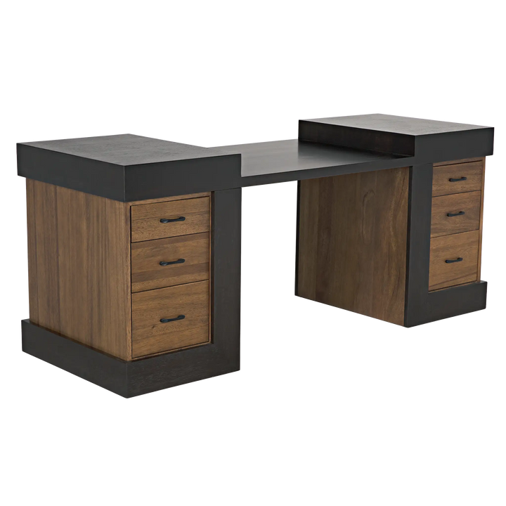 American Home Furniture | Noir - Bentley Desk, Dark/Ebony Walnut