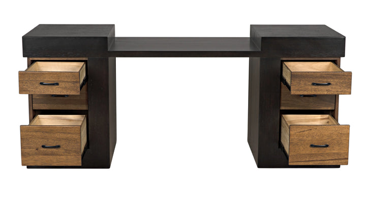 American Home Furniture | Noir - Bentley Desk, Dark/Ebony Walnut