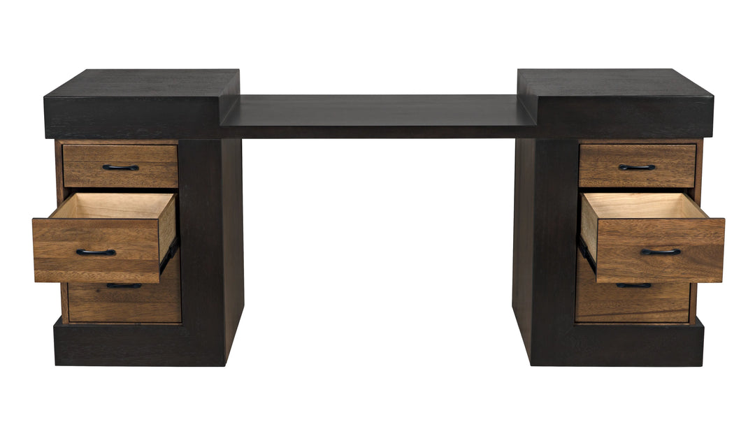 American Home Furniture | Noir - Bentley Desk, Dark/Ebony Walnut